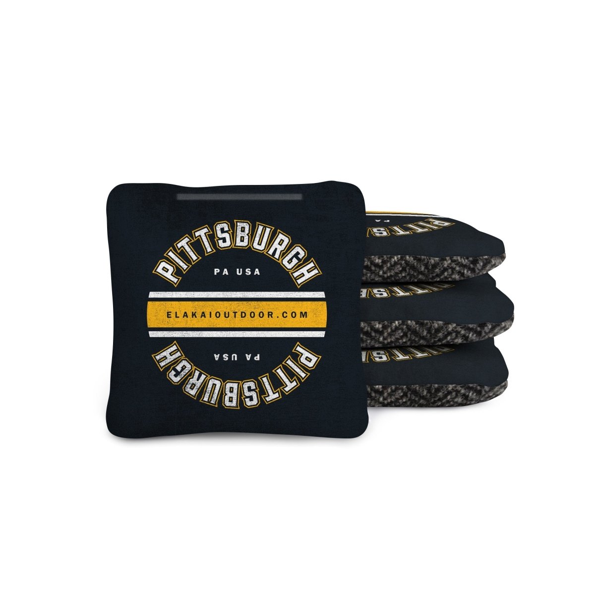 1ft x 2ft Gameday Teams Epoxy Resin Wood Compact Travel Cornhole Board Set - Pittsburgh EGCH12R-17-WB | American Cornhole Association