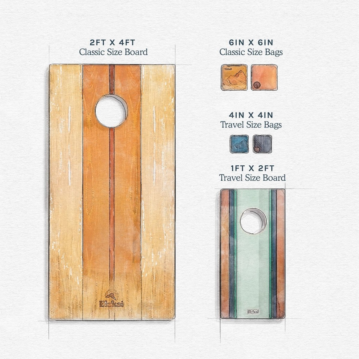 1ft x 2ft Resin & Wood Travel Cornhole Set | Live Edge River Collection - Bronze EGCH12RLE-12-WB | American Cornhole Association