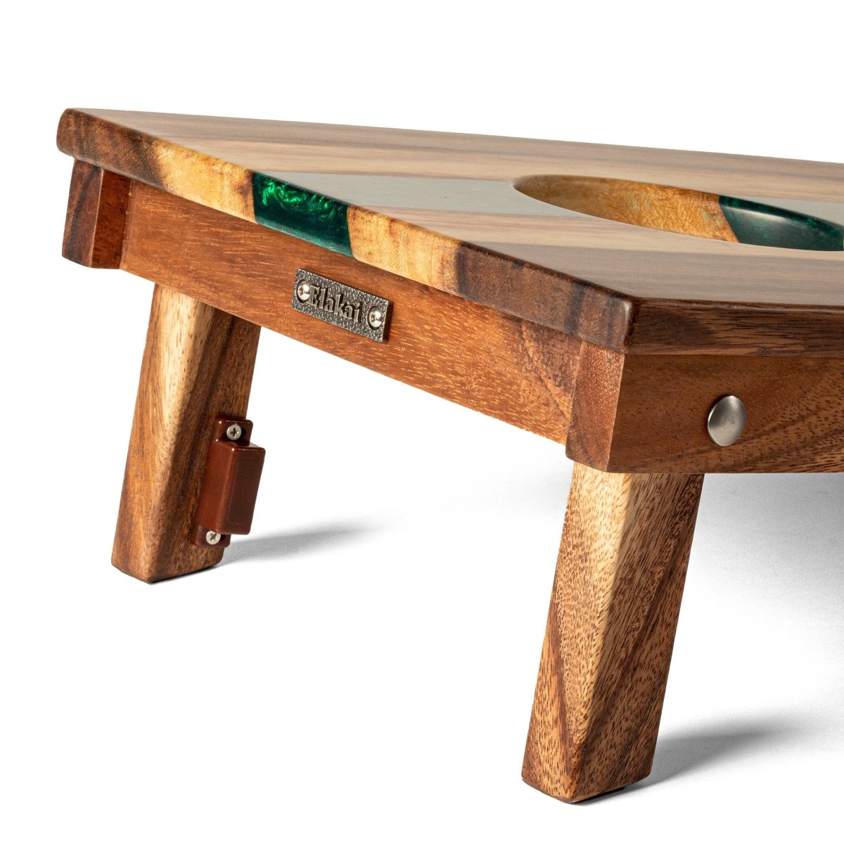 1ft x 2ft Resin & Wood Travel Cornhole Set | Live Edge River Collection - Bronze EGCH12RLE-12-WB | American Cornhole Association