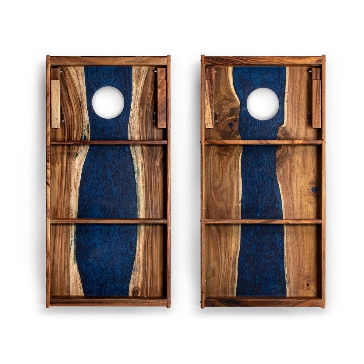 2ft x 4ft Resin & Wood Classic Cornhole Set | Live Edge River Collection - Blue Pearl EGCH24RLE-00 | American Cornhole Association