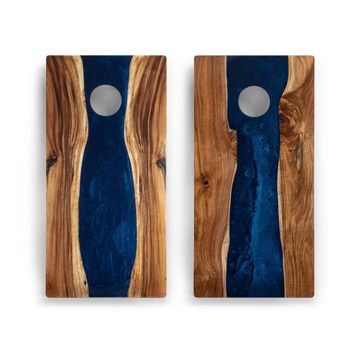 2ft x 4ft Resin & Wood Classic Cornhole Set | Live Edge River Collection - Blue Pearl EGCH24RLE-00 | American Cornhole Association