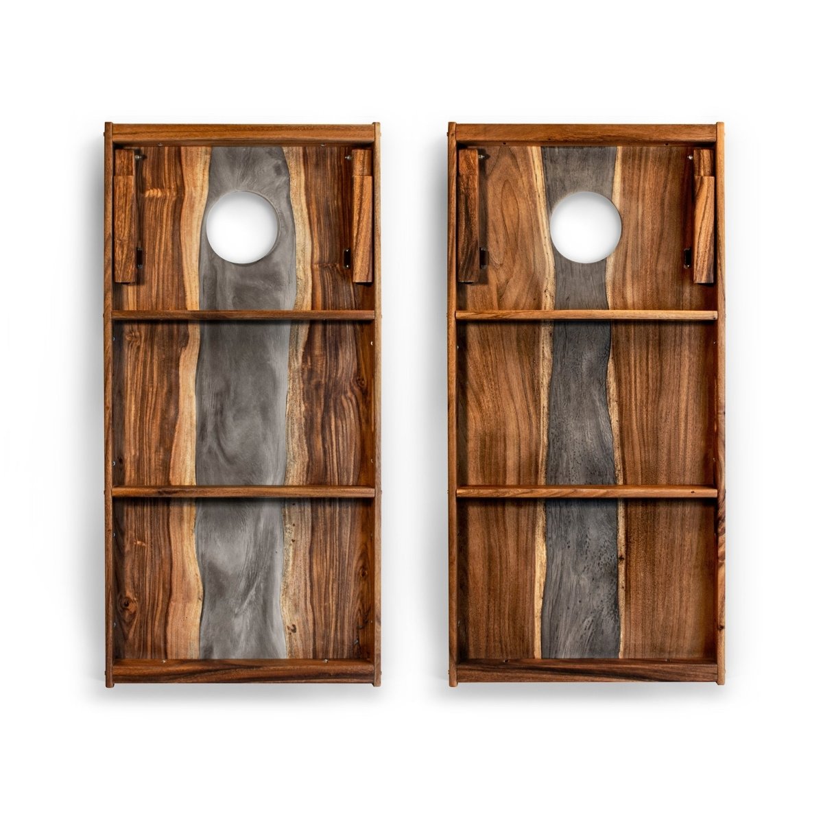 2x4 One of a Kind Gray Stone Epoxy Resin Live - Edge Wood Cornhole Boards, - American Cornhole Association