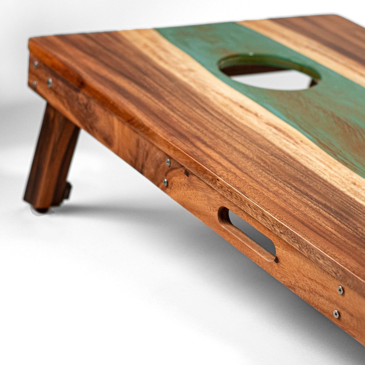 2x4 One of a Kind Teal and Orange Pearl Epoxy Resin Live - Edge Wood Cornhole Boards, - American Cornhole Association