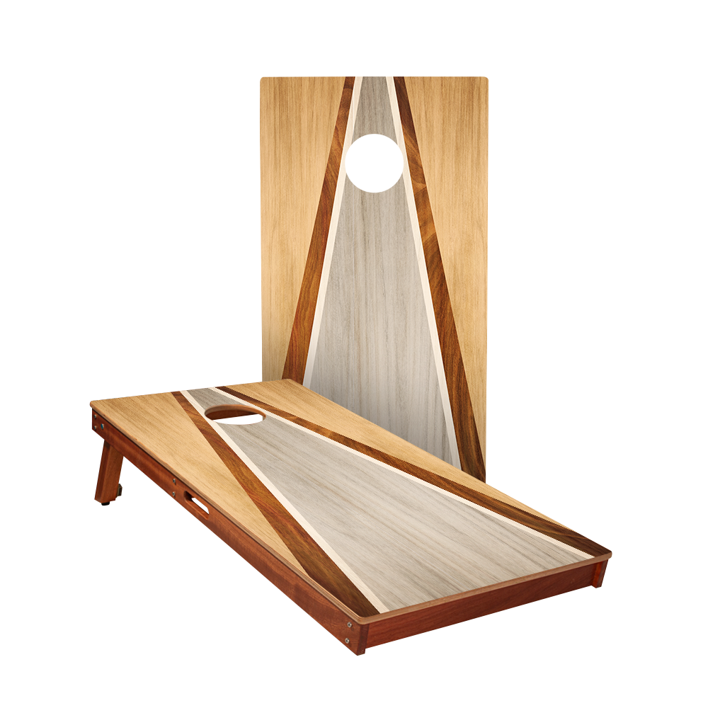 2x4 Sig Pro Full Triangle - Natural and Gray Wood Professional Regulation Cornhole Boards