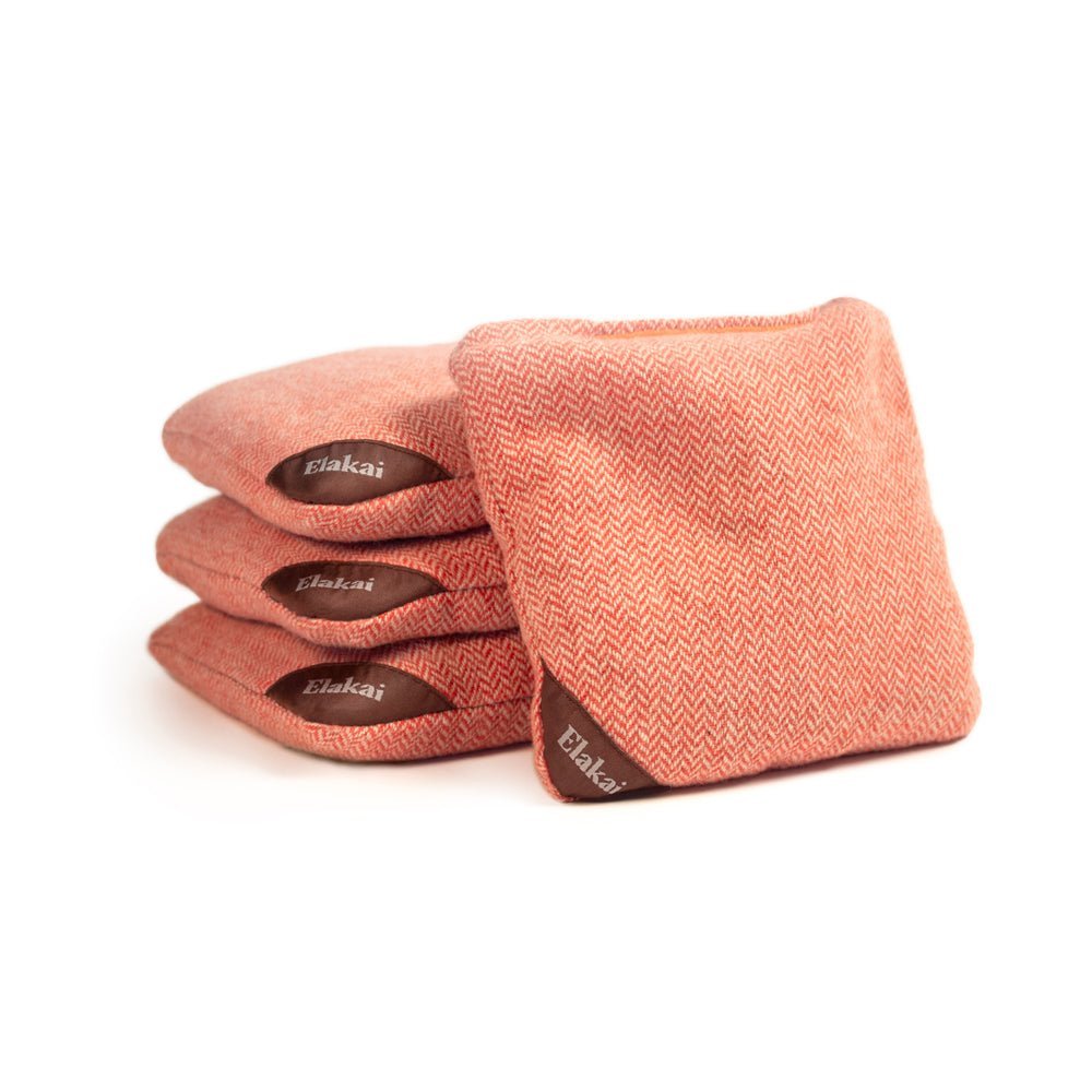 6 - in Herringbone Cornhole Bags | Premium All - Weather Collection - Tangerine Orange EGCB66H-01 | American Cornhole Association