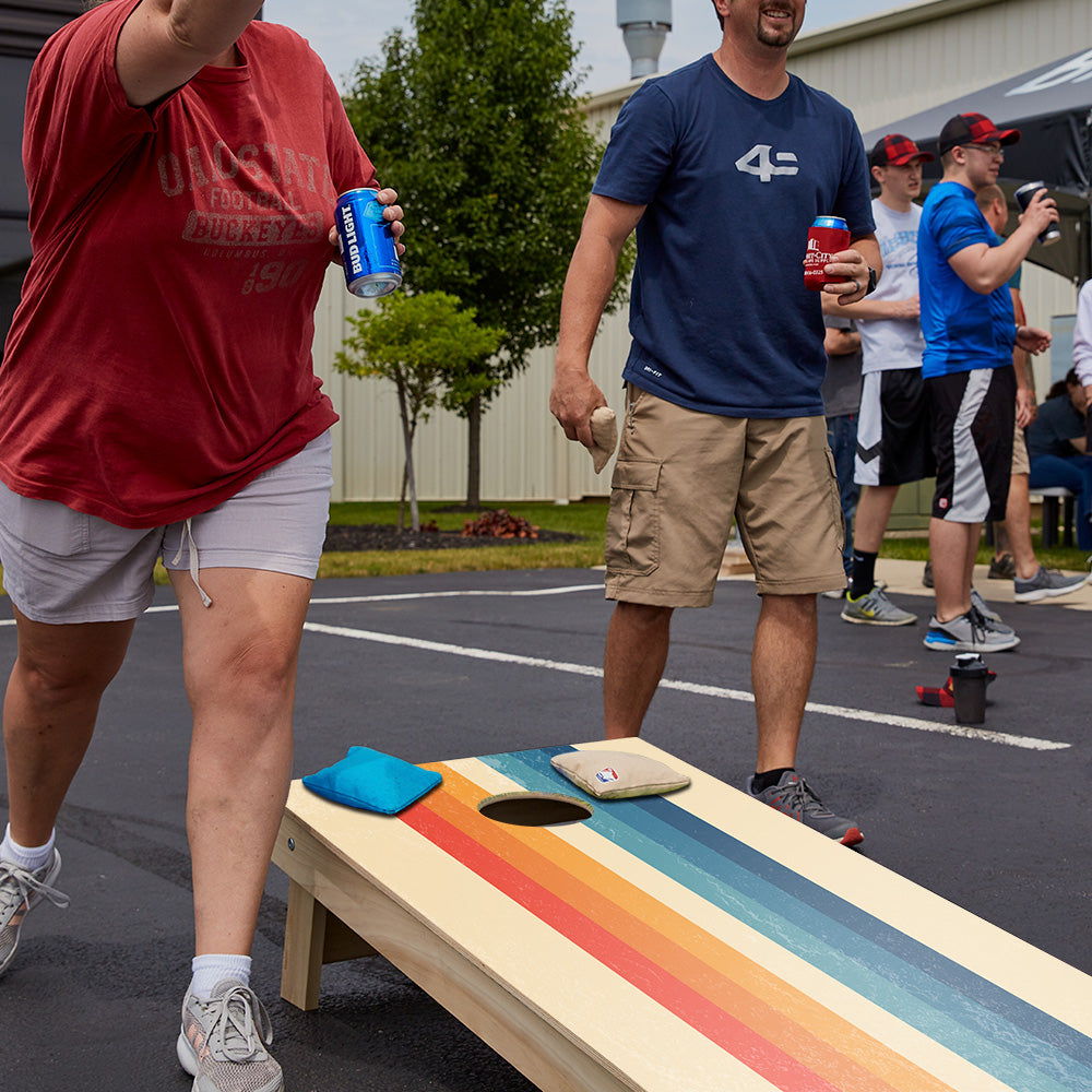 Ombre Multi-Stripe Star Cornhole Boards