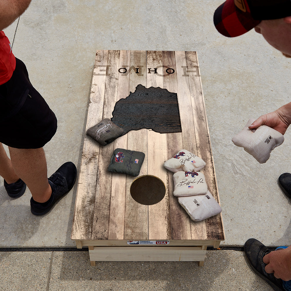 Home State Rustic Wood Ohio Star Cornhole Boards