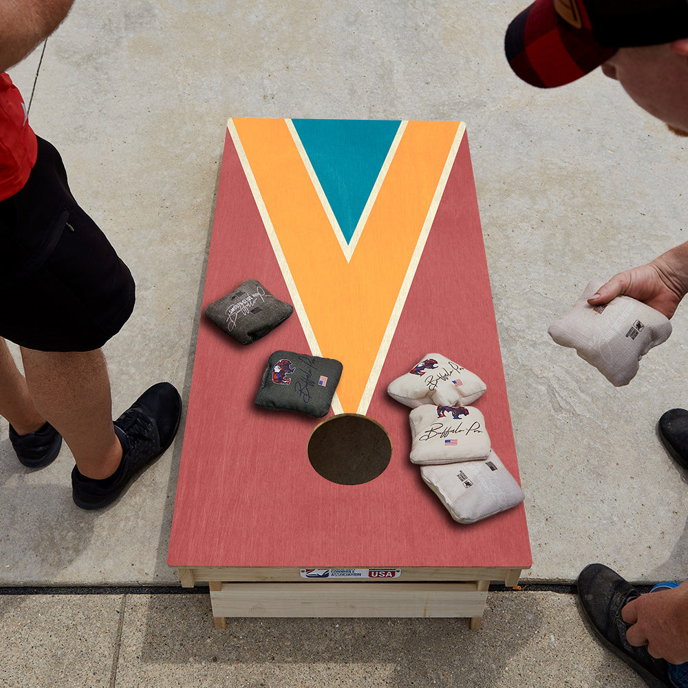 Classic Retro Triangle - Red, Orange, and Blue Star Cornhole Boards