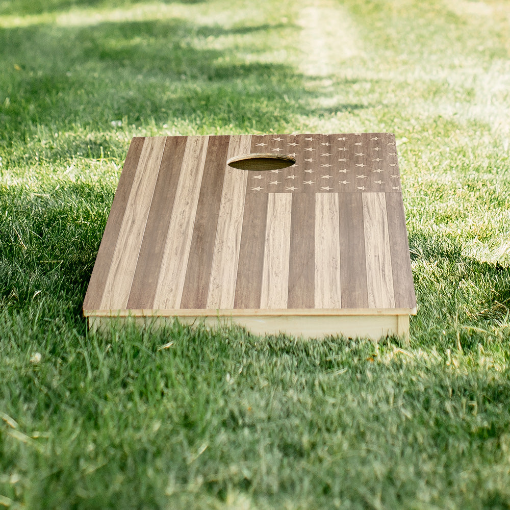 Wood American Flag Star Cornhole Boards