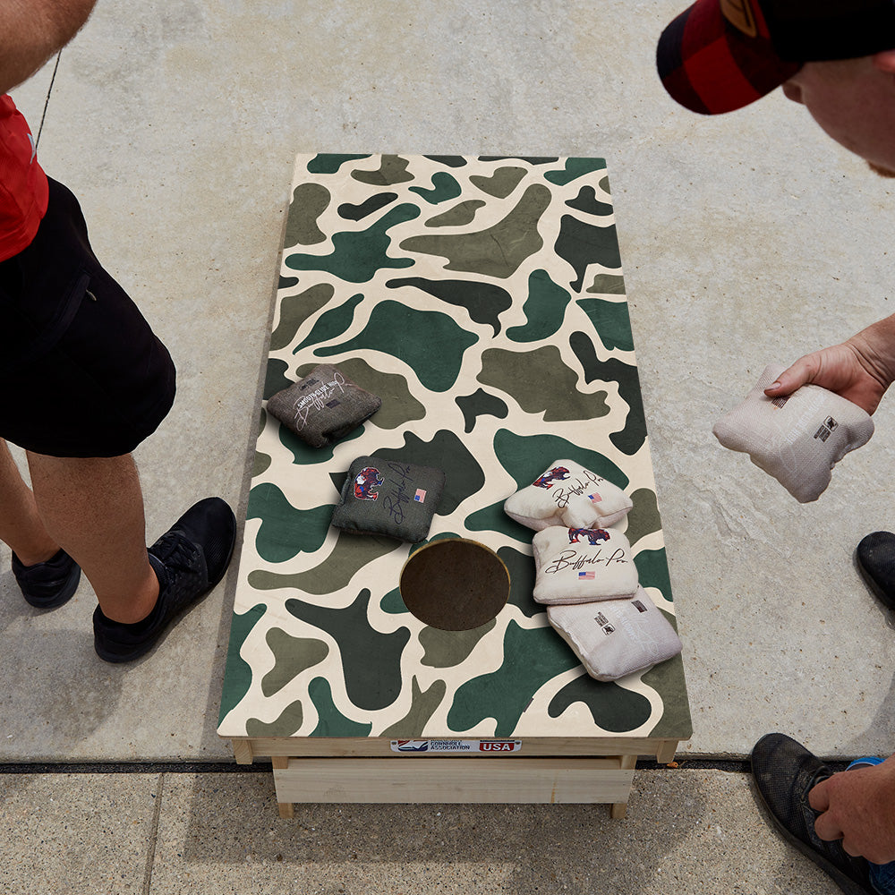 Green Vintage Camo Star Cornhole Boards