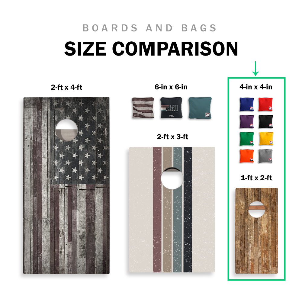 Raw Wood Panel Backyard 1x2 ft Cornhole Boards