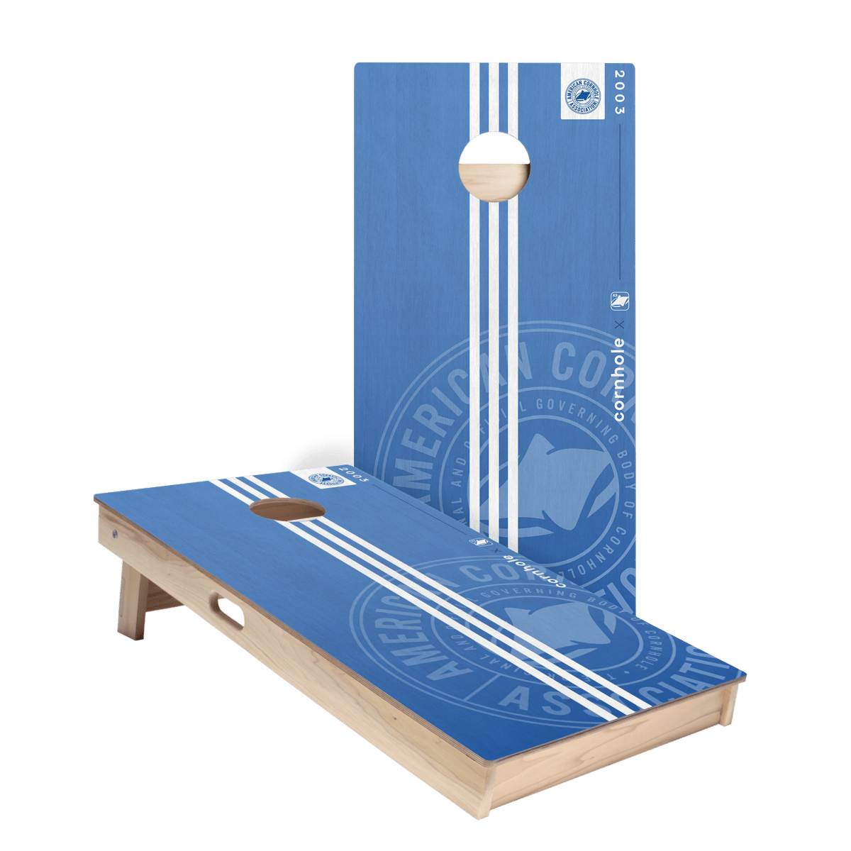 ACA Logo Racer Stripes Star Cornhole Boards, - American Cornhole Association