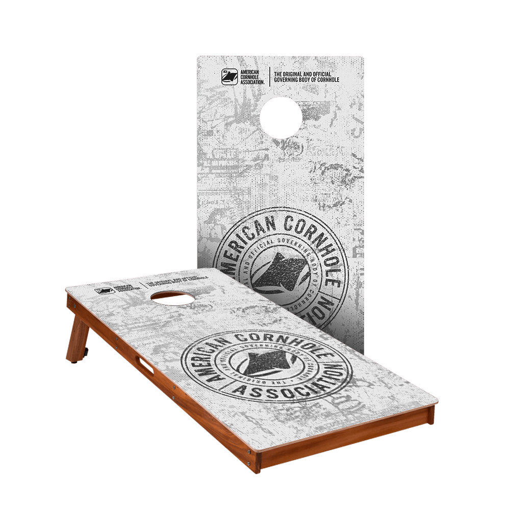 ACA White Grunge Tournament Badge Touring Pro Cornhole Boards, - American Cornhole Association