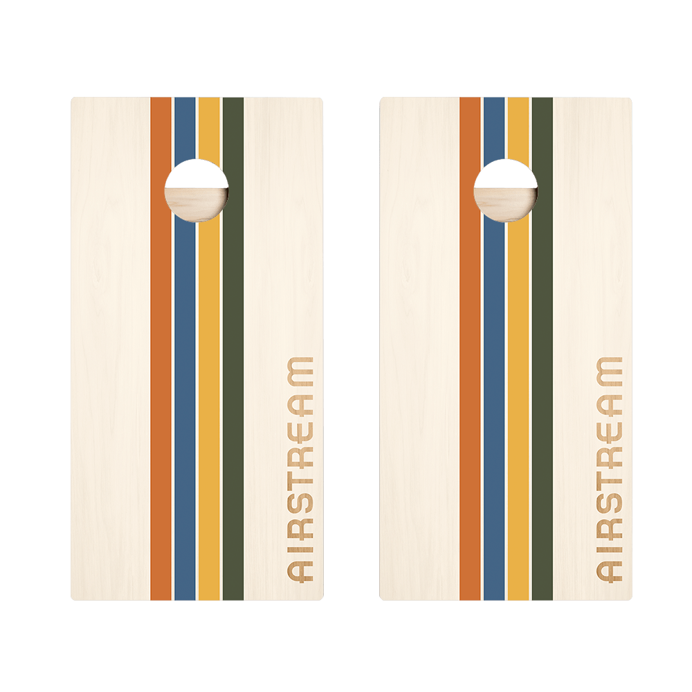 Airstream Retro Stripes Cornhole Boards, - American Cornhole Association
