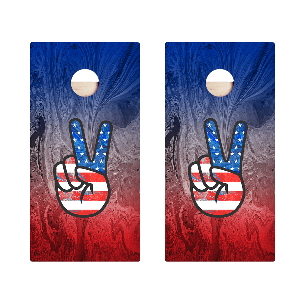 American Flag Peace Sign Star Cornhole Boards - ACA - 000177 | American Cornhole Association
