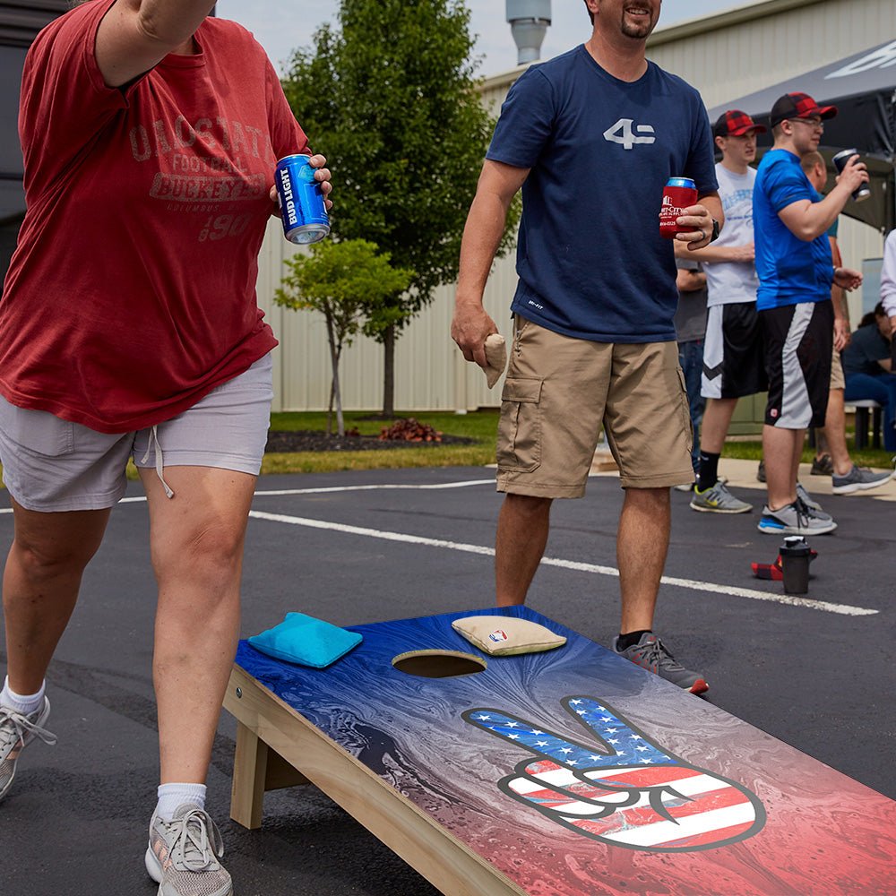 American Flag Peace Sign Star Cornhole Boards - ACA - 000177 | American Cornhole Association