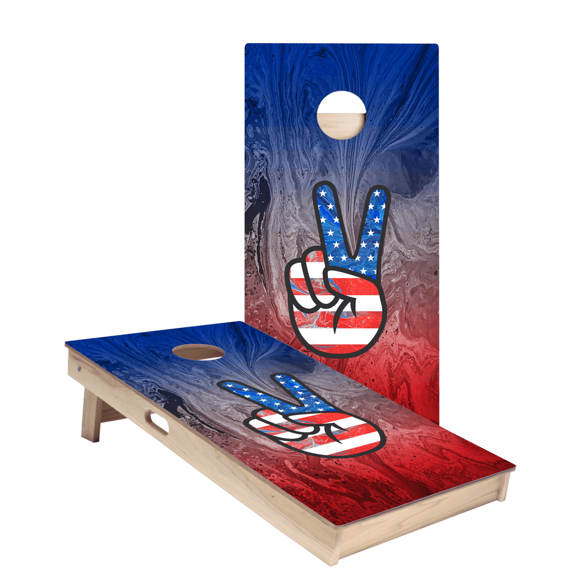 American Flag Peace Sign Star Cornhole Boards - ACA - 000177 | American Cornhole Association