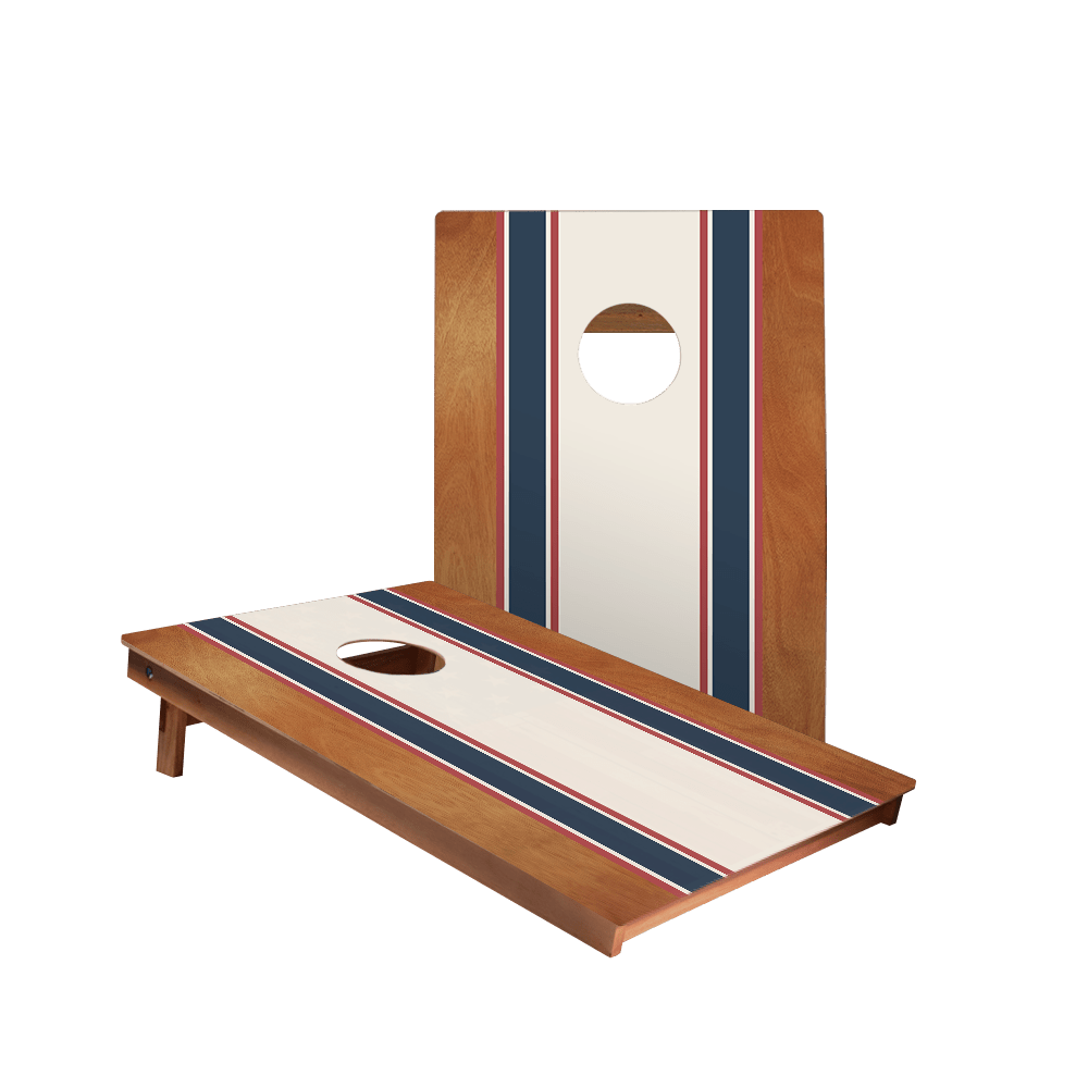 Classic Stripes Mahogany Cream, Blue, and Mauve Backyard 2300 Cornhole Boards - American Cornhole Association