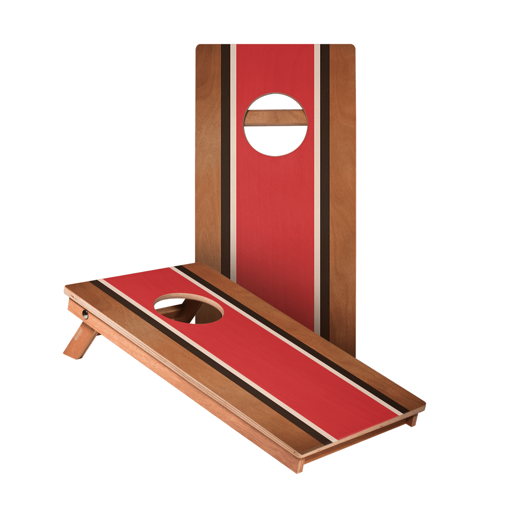 Classic Stripes Mahogany Red, Black, and White Backyard 1x2 ft Cornhole Boards - American Cornhole Association
