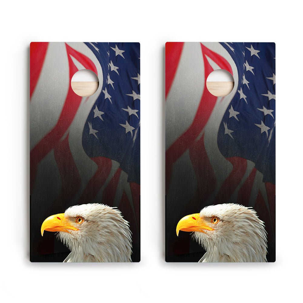 Cloth American Flag With Eagle Star Cornhole Boards - ACA - 000025 | American Cornhole Association