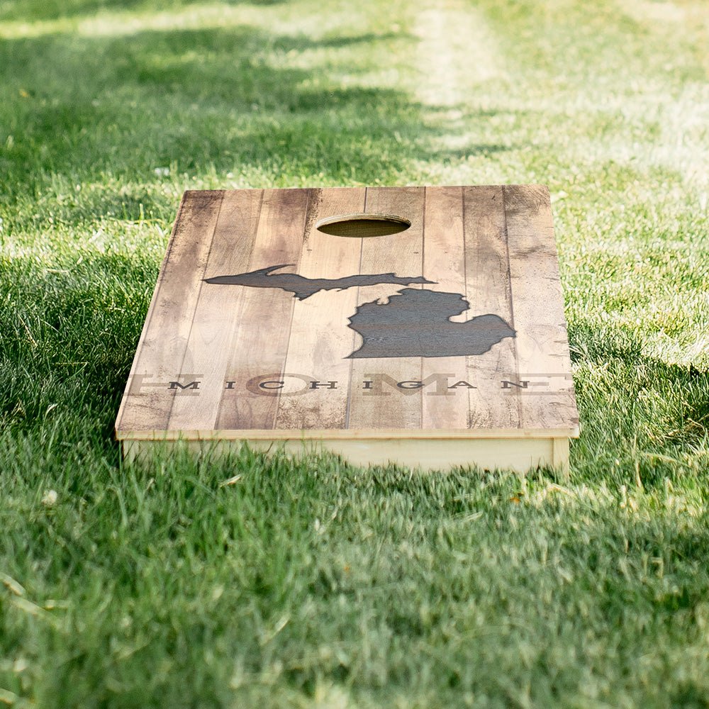 Home State Rustic Wood Michigan Star Cornhole Boards, - American Cornhole Association