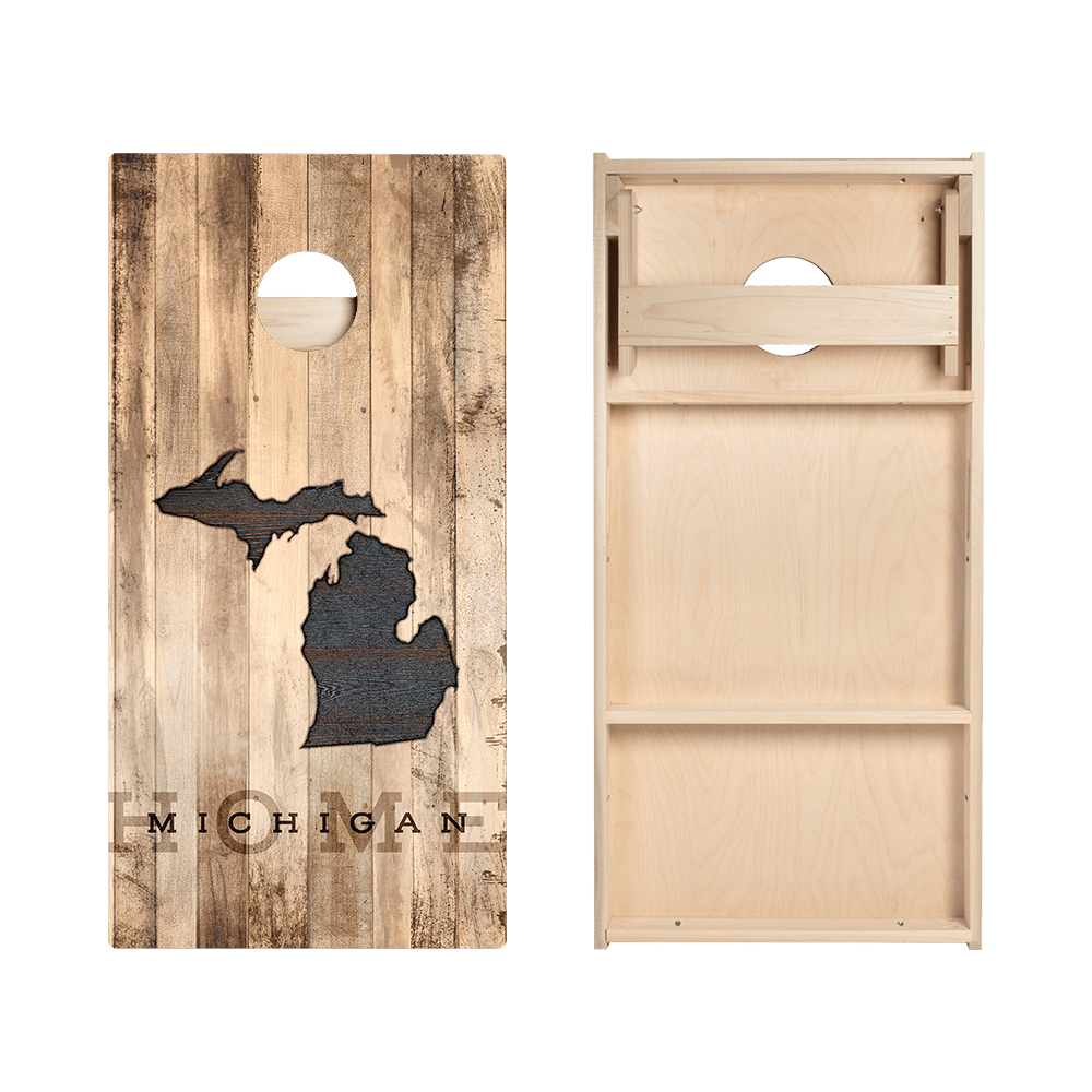 Home State Rustic Wood Michigan Star Cornhole Boards, - American Cornhole Association