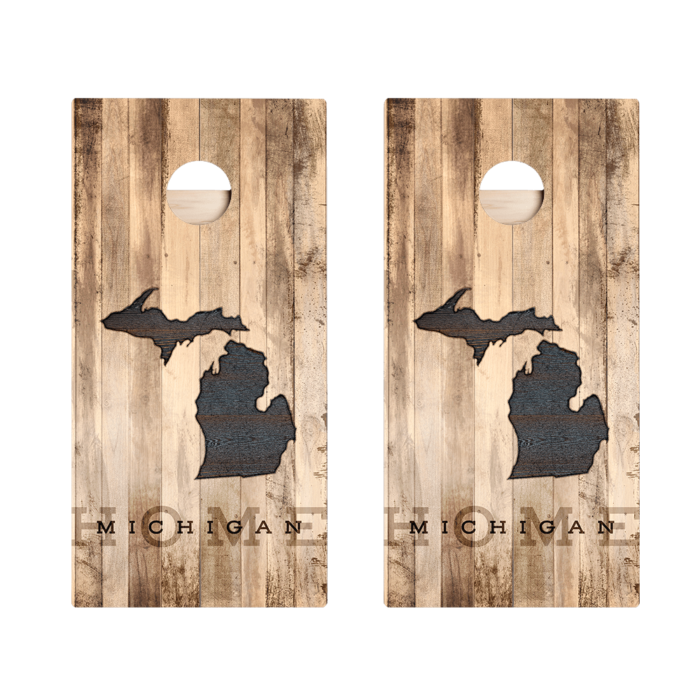 Home State Rustic Wood Michigan Star Cornhole Boards, - American Cornhole Association