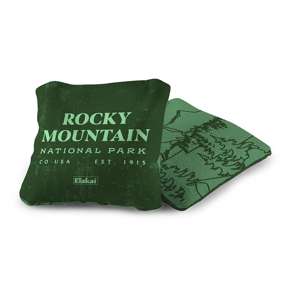 National Parks Rocky Mountain Cornhole Bags, Green - American Cornhole Association