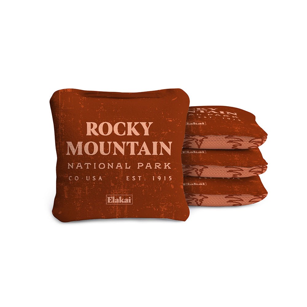 National Parks Rocky Mountain Travel - Size Cornhole Bags, Burnt Orange - American Cornhole Association
