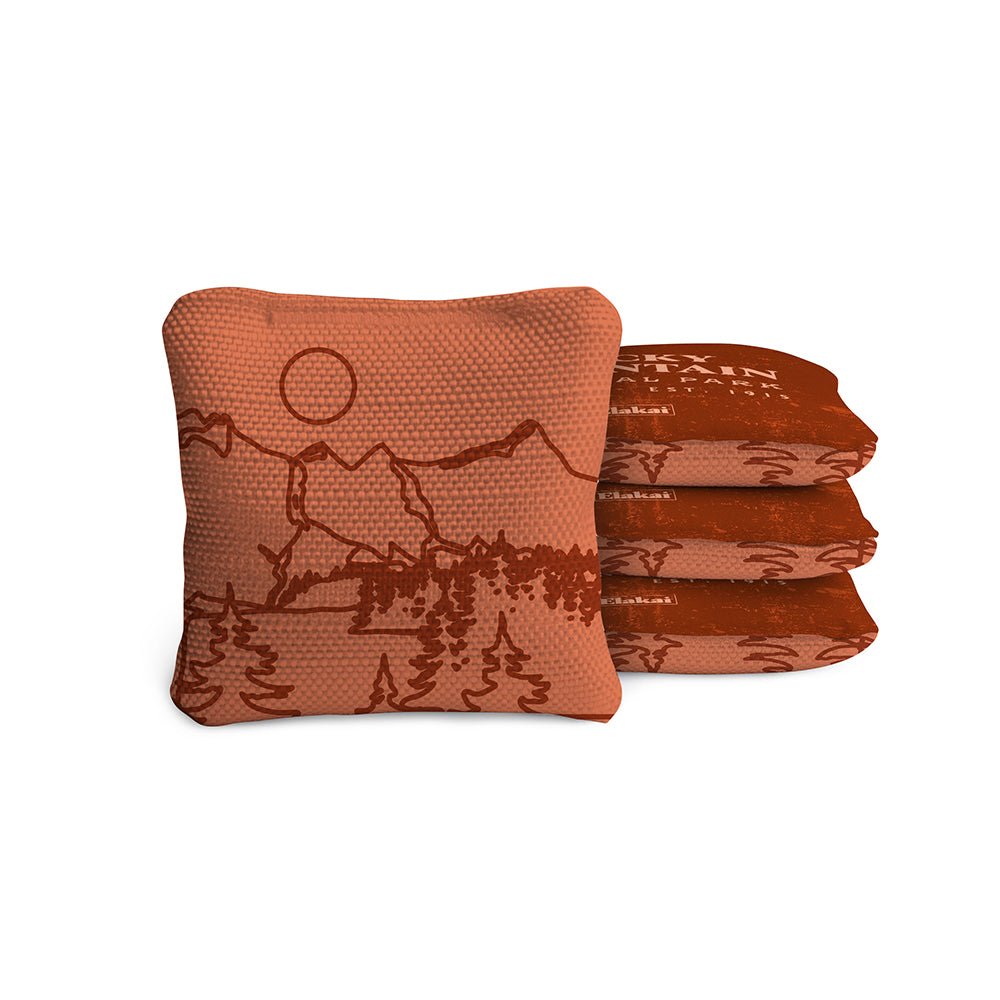 National Parks Rocky Mountain Travel - Size Cornhole Bags, Burnt Orange - American Cornhole Association