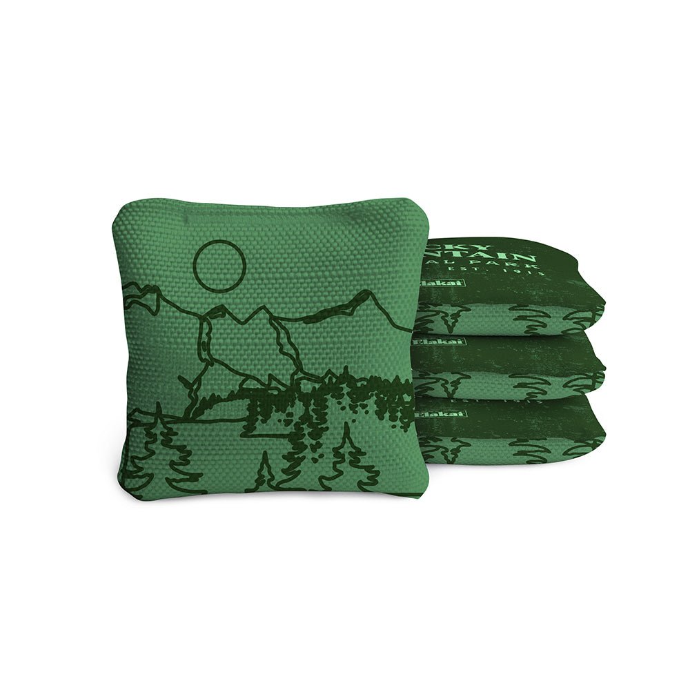 National Parks Rocky Mountain Travel - Size Cornhole Bags, Green - American Cornhole Association
