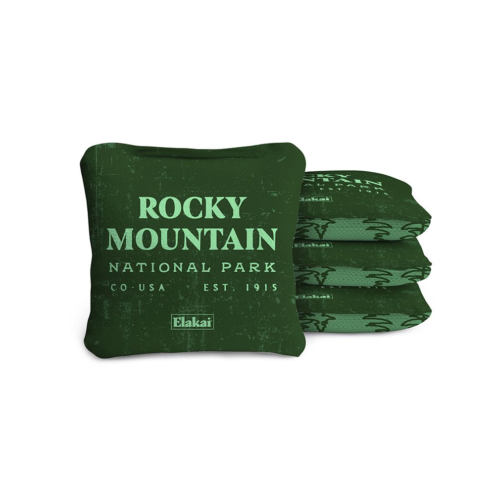 National Parks Rocky Mountain Travel - Size Cornhole Bags, Green - American Cornhole Association