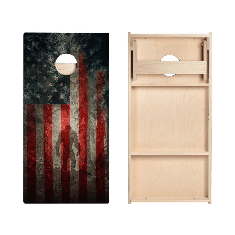 Patriotic USA Flag Sasquatch Star Cornhole Boards, - American Cornhole Association