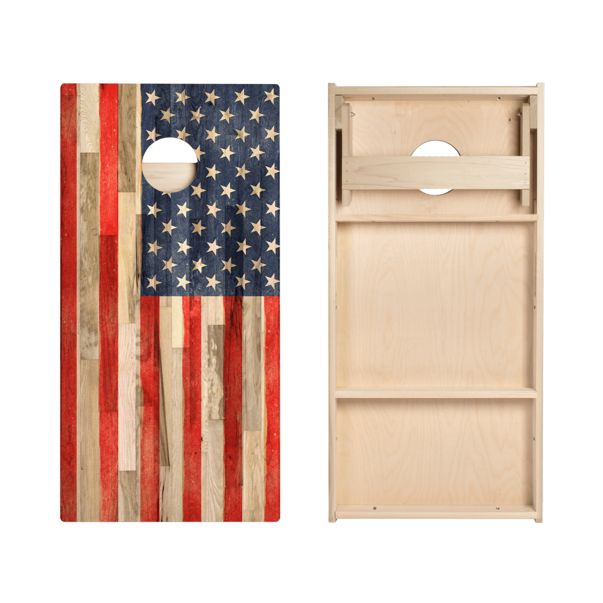 Planked Wood American Flag Star Cornhole Boards, - American Cornhole Association