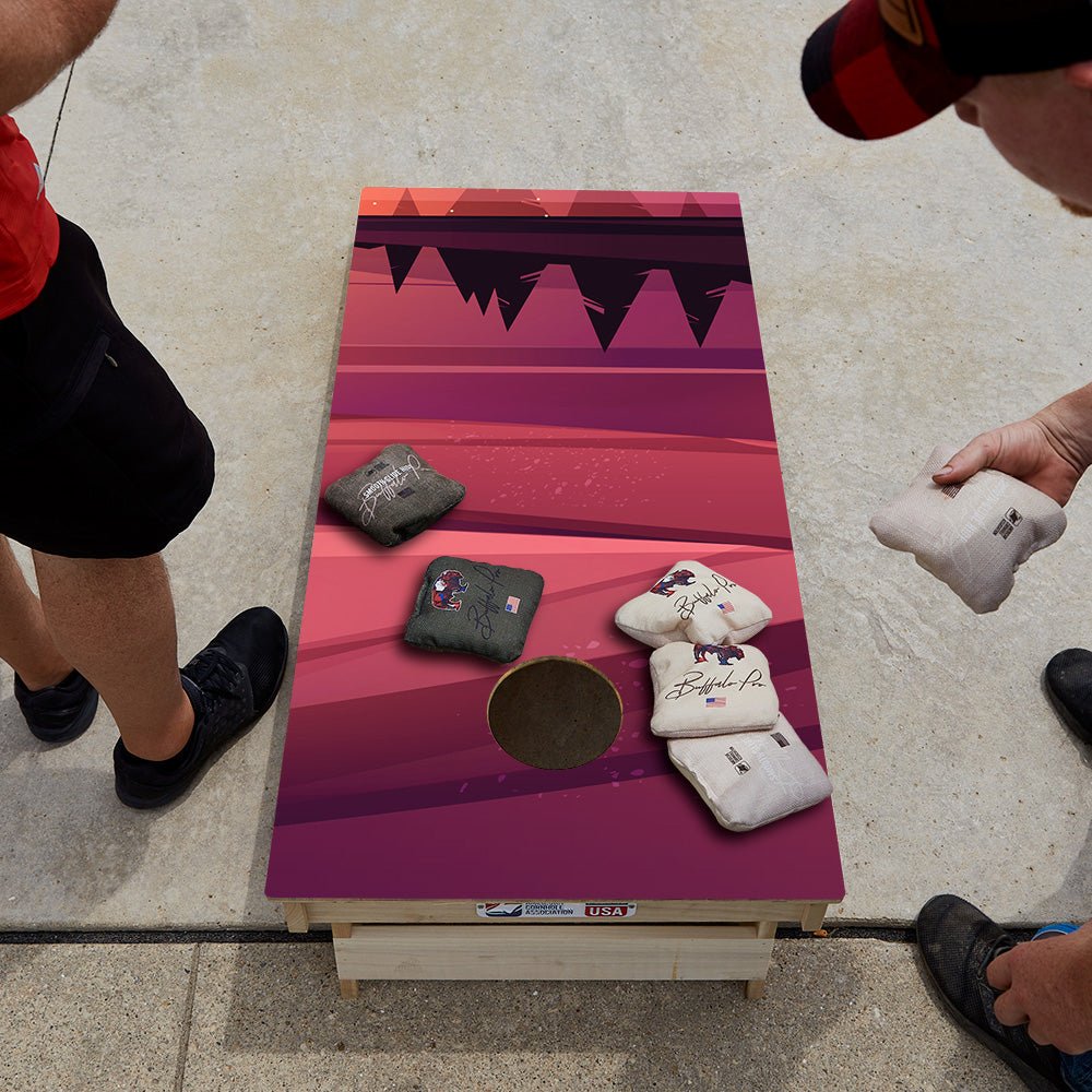 Red Forest Sunset Star Cornhole Boards, - American Cornhole Association
