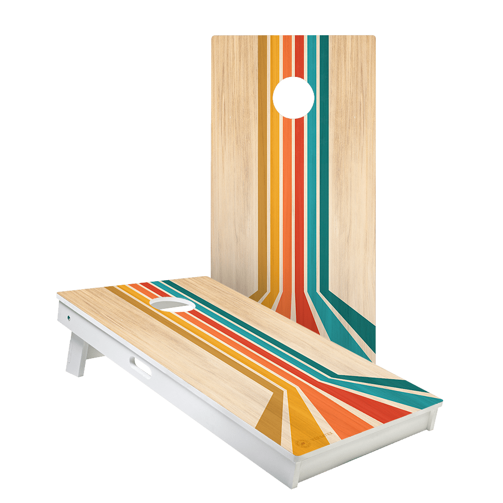 Retro Angled Stripes Versatex All-Weather Cornhole Boards - American Cornhole Association