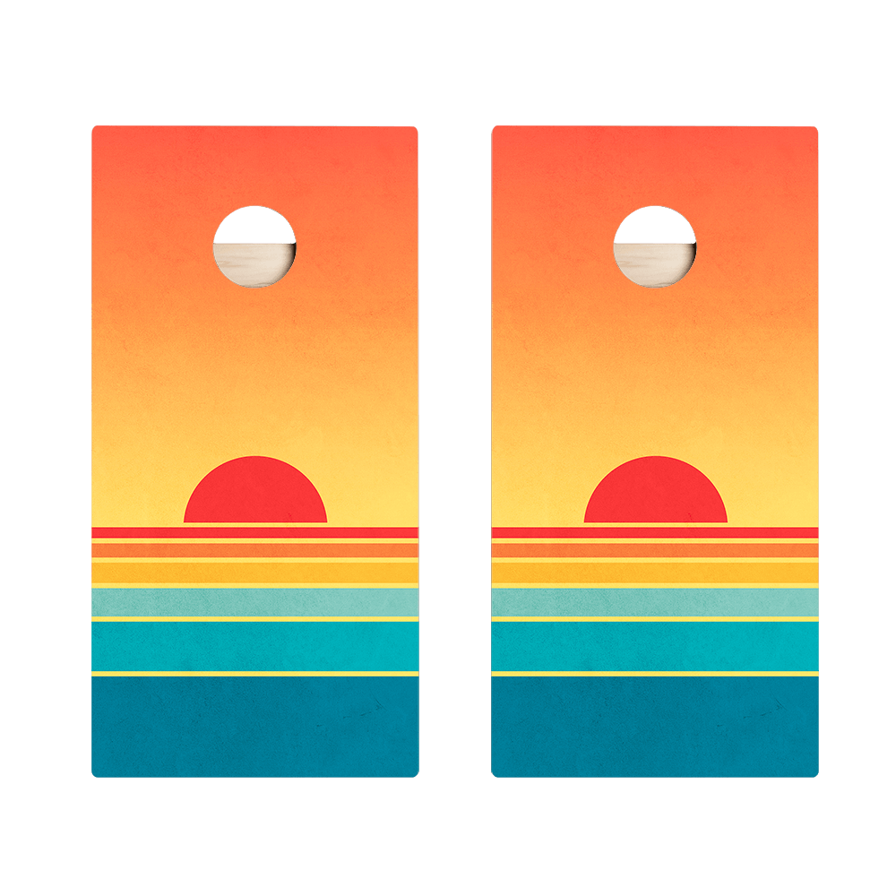 Retro Stripes Sunset Star Cornhole Boards, - American Cornhole Association