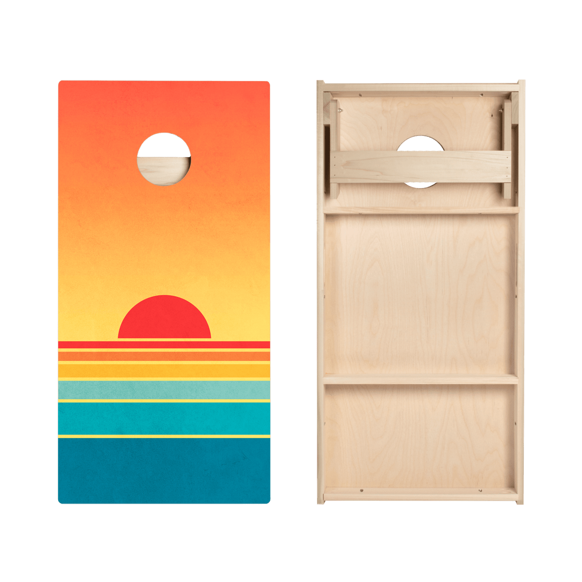 Retro Stripes Sunset Star Cornhole Boards, - American Cornhole Association