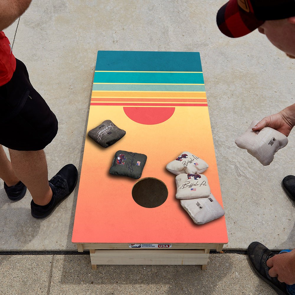 Retro Stripes Sunset Star Cornhole Boards, - American Cornhole Association