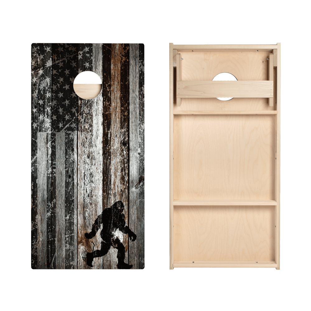 Rustic USA Flag Sasquatch Star Cornhole Boards, - American Cornhole Association