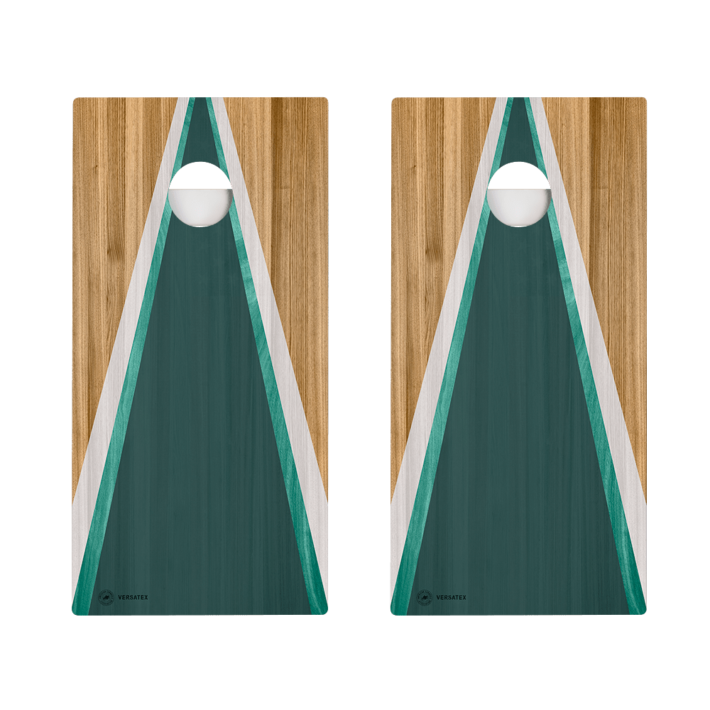 Teak & Teal Triangle Versatex All - Weather Cornhole Boards, - American Cornhole Association