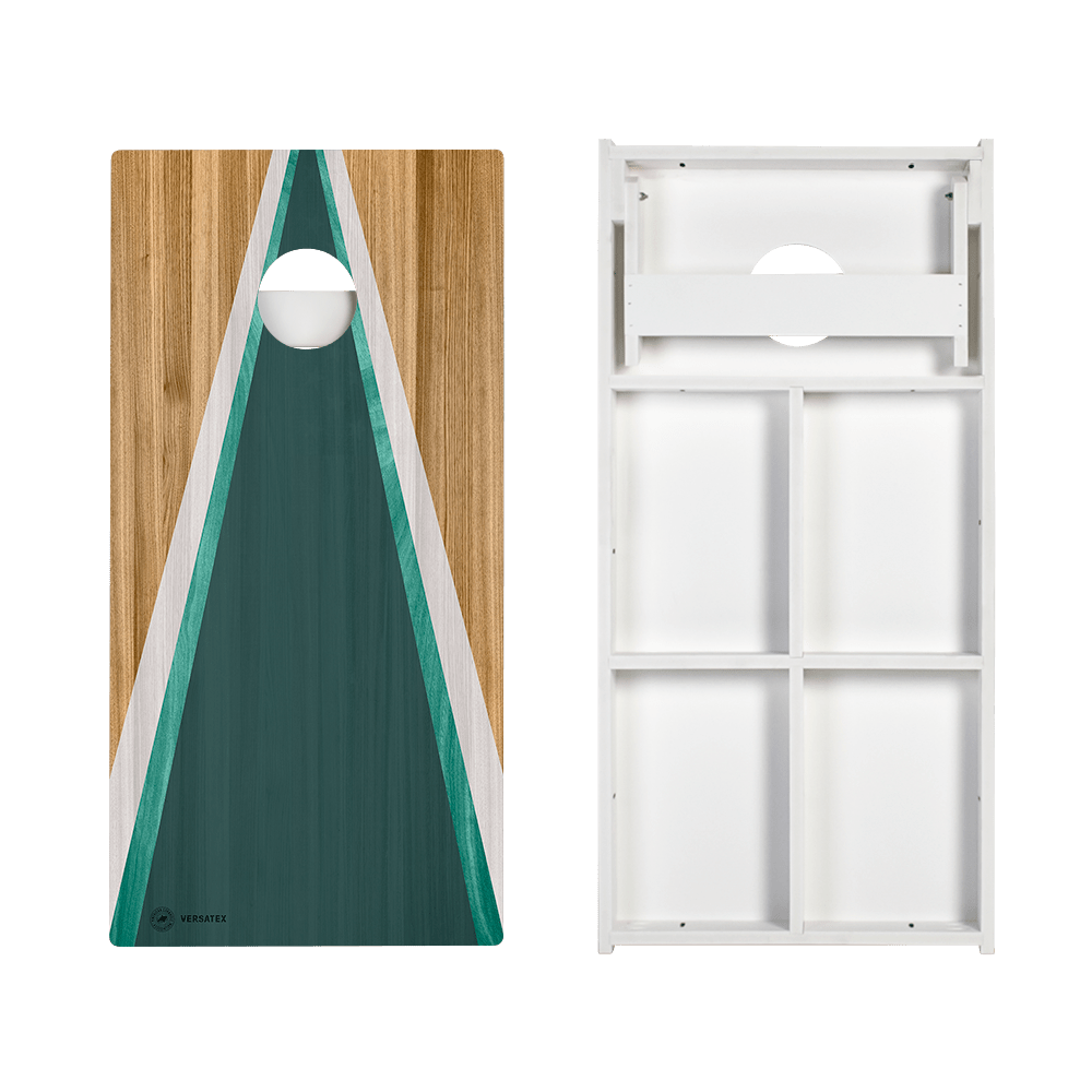 Teak & Teal Triangle Versatex All - Weather Cornhole Boards, - American Cornhole Association