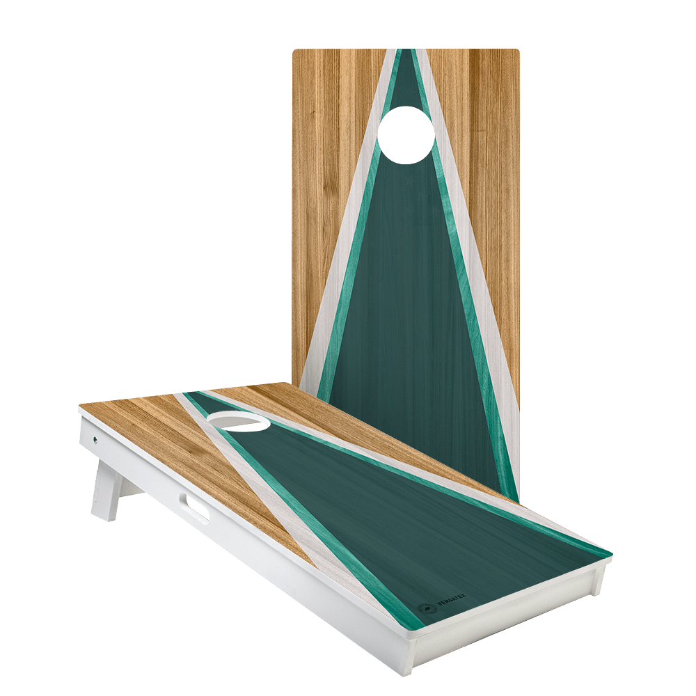 Teak & Teal Triangle Versatex All - Weather Cornhole Boards, - American Cornhole Association