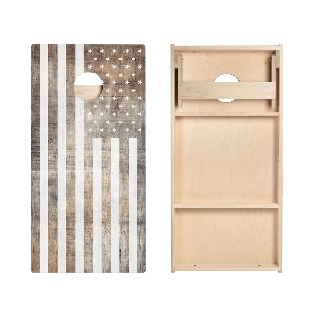 Vintage Black And White American Flag Star Cornhole Boards, - American Cornhole Association