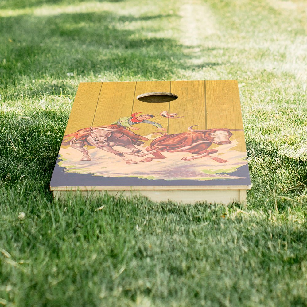 Vintage Western Cowboy Star Cornhole Boards - ACA - 000536 | American Cornhole Association