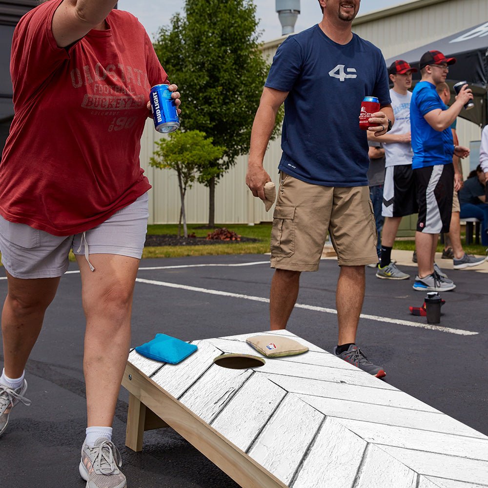 White Angled Wood Panels Star Cornhole Boards, - American Cornhole Association