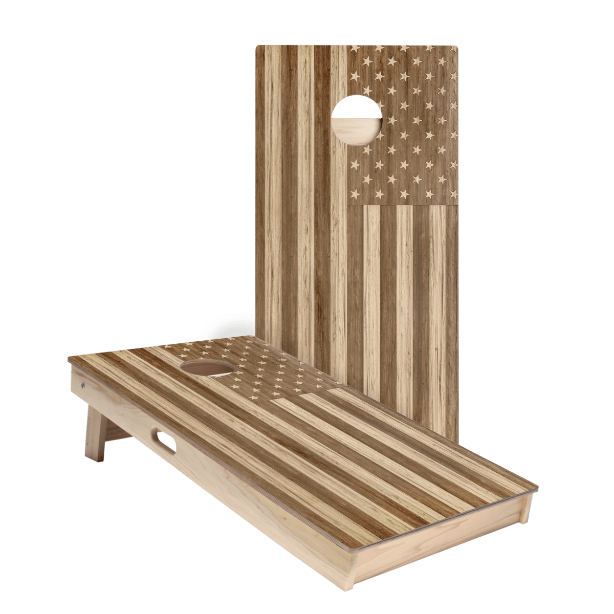 Wood American Flag Star Cornhole Boards, - American Cornhole Association