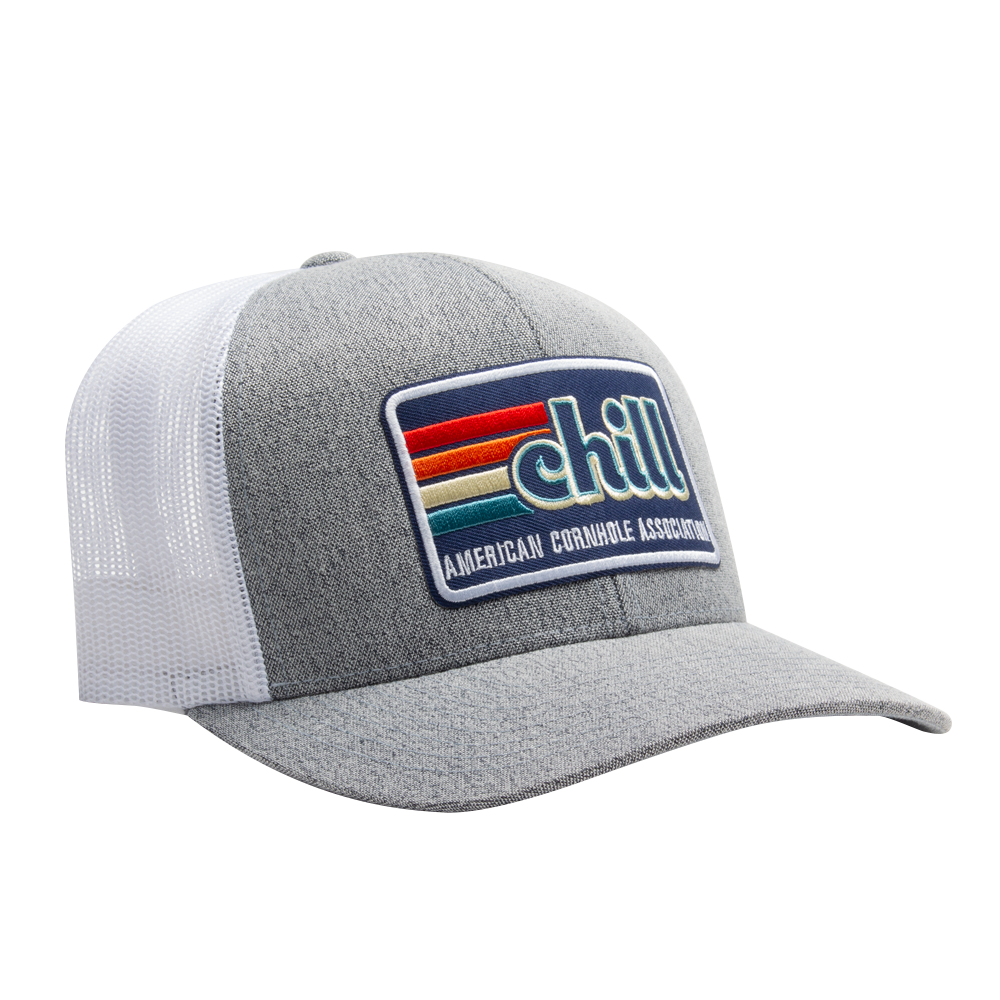 ACA Gray/White Pacific Snapback Trucker Hat with Retro Chill Patch