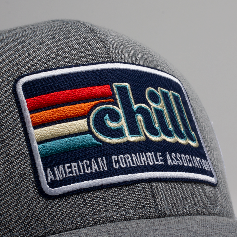 ACA Gray/White Pacific Snapback Trucker Hat with Retro Chill Patch