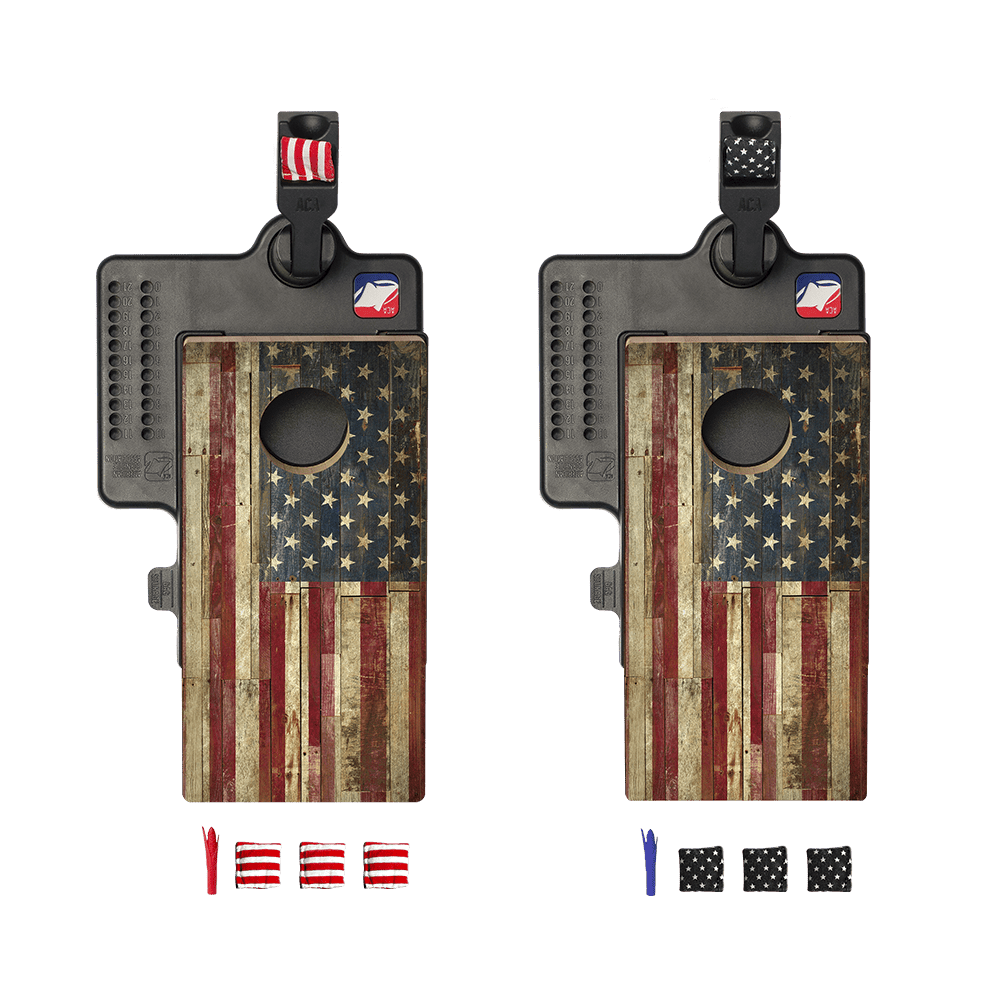 American Flag Double Chuck Mini Cornhole Tabletop Game, - American Cornhole Association